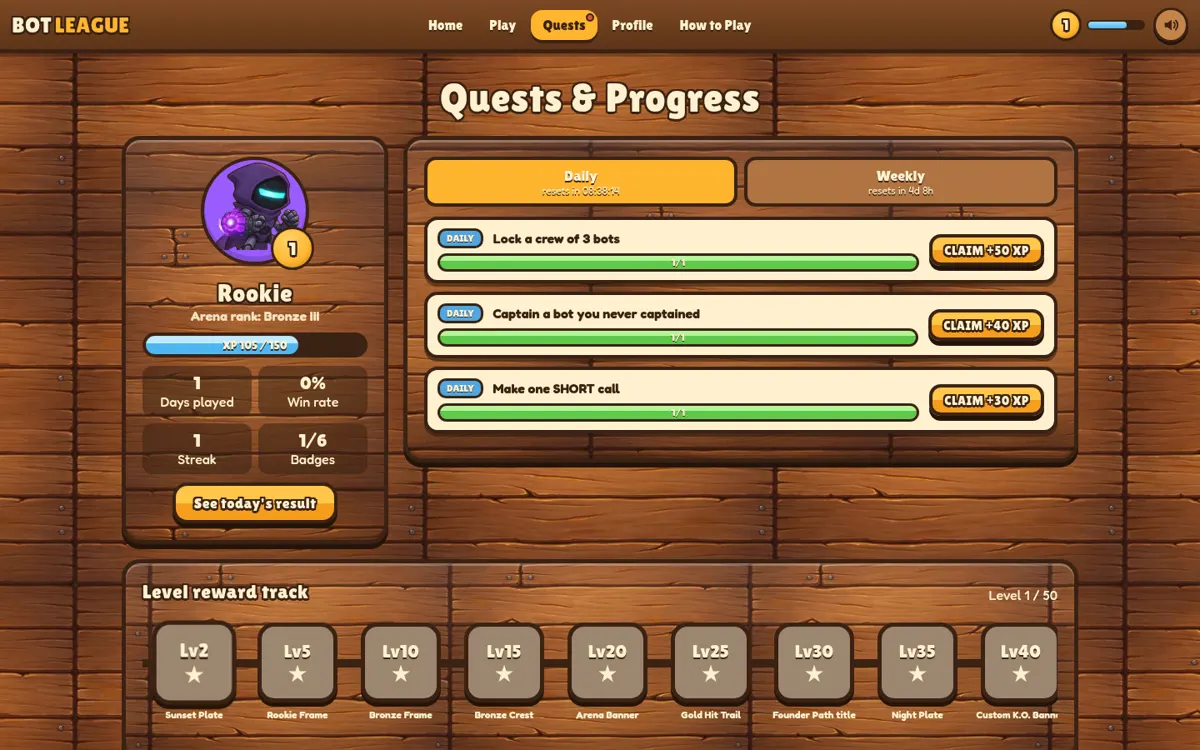 Quests screen
